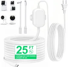 25FT Outdoor Power Adapter for WYZE Pan V3/ V4/ Duo Cam Pan, Cam V4/ V3/ Cam OG,