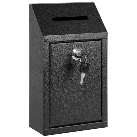 Secure Wall Mount Drop Box with Lock, Black