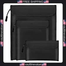 Lihengkong fireproof waterproof document bag 3-pack black 2000°F money passport