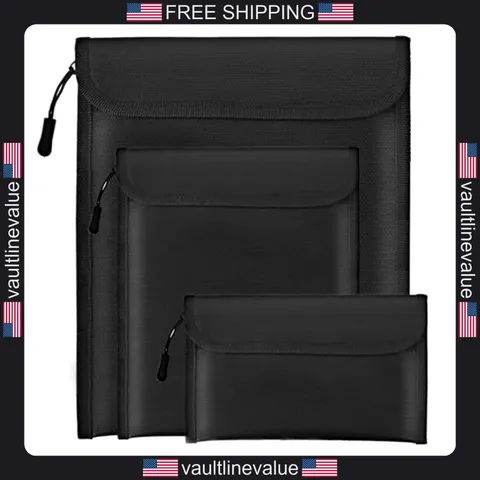 Lihengkong fireproof waterproof document bag 3-pack black 2000°F money passport