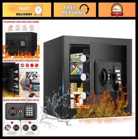 Fireproof Safe Box 1.3 Cuft - Digital Keypad, Anti-Theft, Waterproof, Secure Sto
