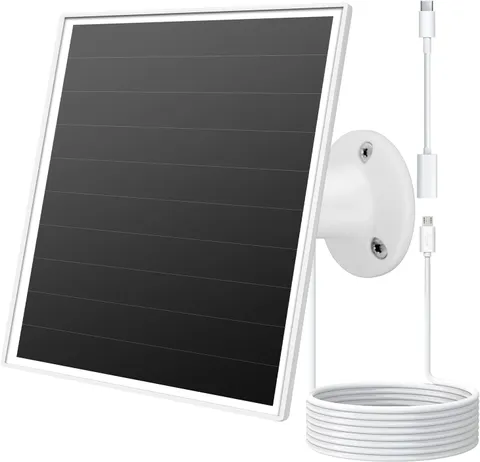 6W Solar Panel for Outdoor Security Camera with Micro USB & USB - C Port, Solar