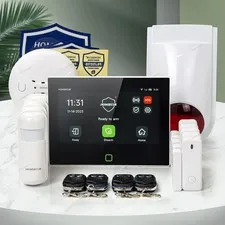 HOMSECUR Wireless WIFI 4G LCD Home Alarm System Touch Screen+PIR+5*Door Sensor