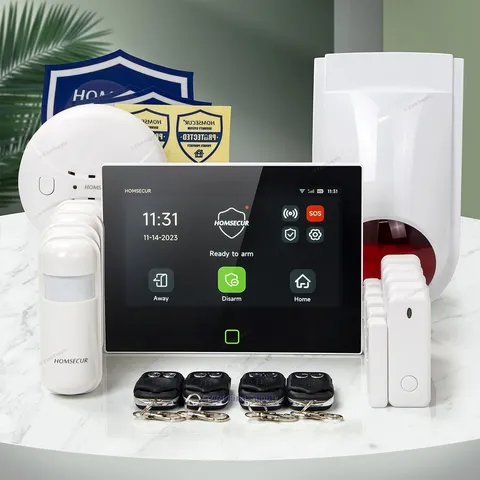 HOMSECUR Wireless WIFI 4G LCD Home Alarm System Touch Screen+PIR+5*Door Sensor