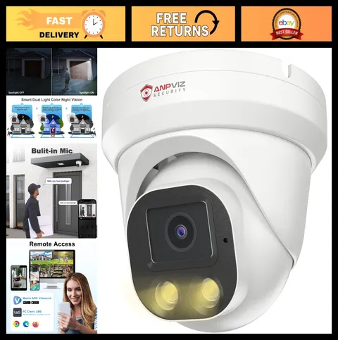 4MP PoE IP Security Camera - Outdoor/Indoor Turret Wired Surveillance System
