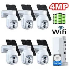 Solar Wireless 4MP Security Camera System 10CH NVR Two-Way Audio PIR Recording