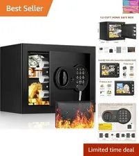 Safe Box with Fireproof Waterproof Bag, Home Safe with Keys & Pass Code & Wal...