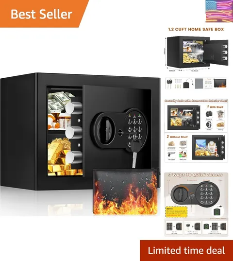 Safe Box with Fireproof Waterproof Bag, Home Safe with Keys & Pass Code & Wal...