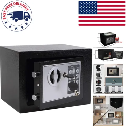 Portable Steel Security Safe with Anti-Theft Alarm - 0.23 CuFt for Home & Office