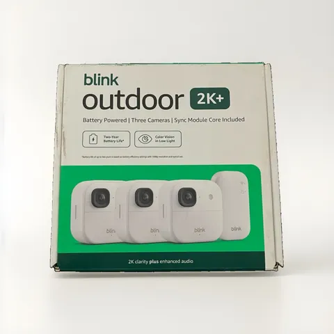 Blink Outdoor 2K+ Newest Model 3-Camera System + Sync Module White NEW Open Box