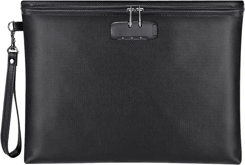 Fireproof Document Bag with Lock,Waterproof Money Pouch,14.3"x10.2"