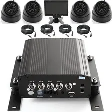 4CH Car Vehicle Mobile DVR Support HDD SD + 4 Cable HD 720P Camera 7" LCD Screen