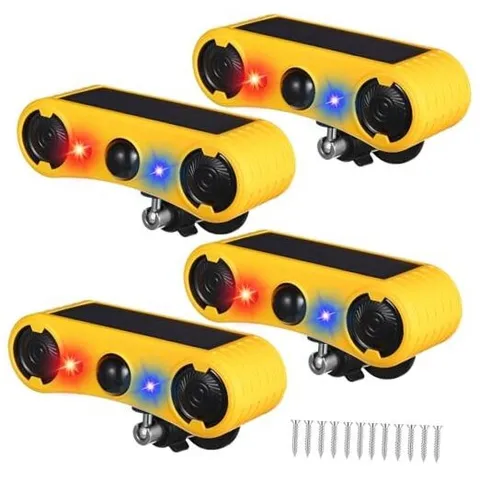 Solar Outdoor Motion Sensor Alarm 2 x 129dB Loud Noise Maker 13 Sound 4