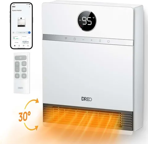 DREO Smart Wall Heater, IP24 Electric PTC Space Heaters for Indoor Use, 30° O...