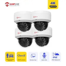 Anpviz 2/4PCs 4K 8MP Audio POE IP Dome Security  Camera Outdoor  IR Night Vision