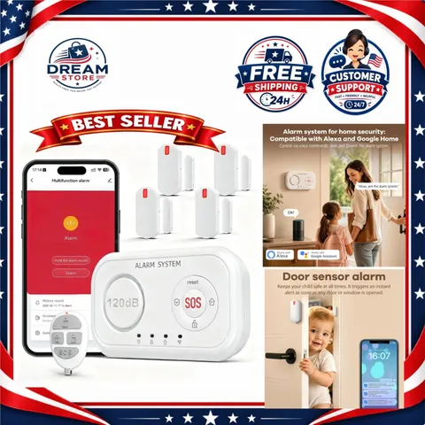 Wireless Home Security System WiFi Alarm Kit 120dB Siren Sensors Alexa
