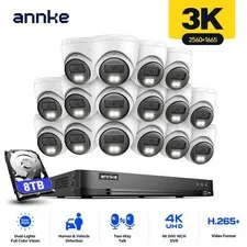 ANNKE 5MP Two Way Audio Security Camera System 16CH 8MP DVR Color Night Vision