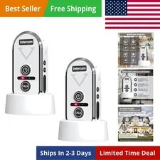 Wireless Home Intercom System 2 Pack Long Range 4900ft Waterproof Office House