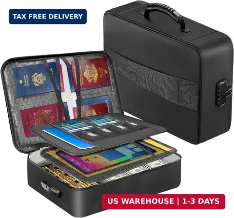 Fireproof Document Organizer Box with Lock for Important Documents | 8 Layers Fi