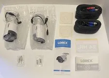 2 Lorex E841CA-Z 4K Ultra HD IP Security Bullet Camera White w Wire Sticker