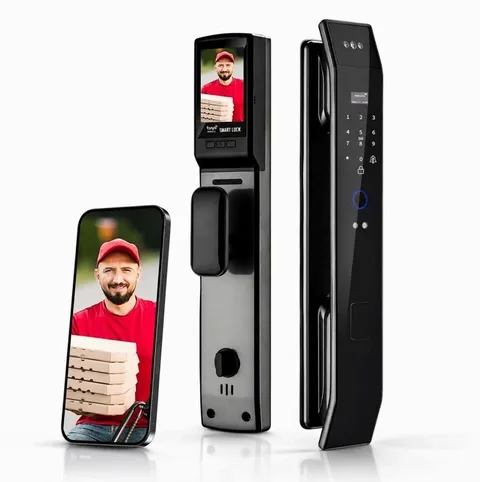 Smart Door Lock with 3D Face Recognition & Camera, Intercom, Video Doorbell, Key