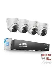 4K POE Security Camera System Outdoor, 4PCS 4K Spotlight Metal Wired Cameras