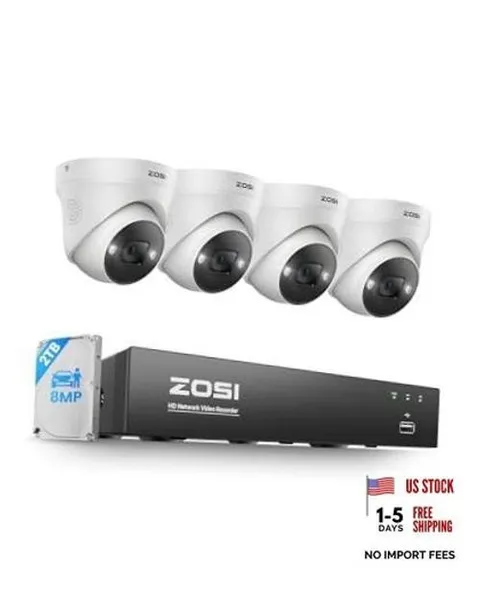 4K POE Security Camera System Outdoor, 4PCS 4K Spotlight Metal Wired Cameras