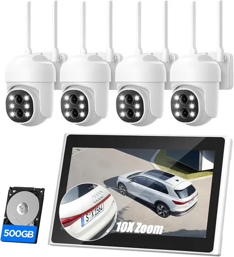 Wireless Security Camera System Outdoor Audio mit WiFi 10CH 10'' Monitor NVR HDD