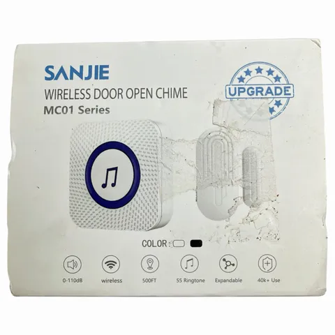 Wireless Door Open Chime Sensor Kit White SanJie MC01 NOB