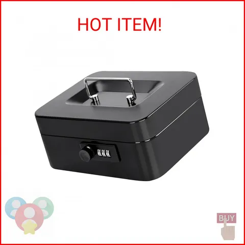 Jssmst Cash Box with Money Tray and Combination Lock - Secure Medication Lock Bo