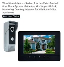 Wired Video Intercom System, 7 Inches Video Doorbell Door Phone System