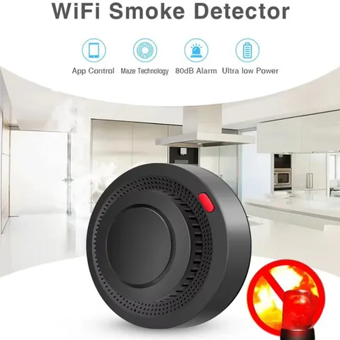 Intelligent WiFi Smoke Sensor Fire Protection 85dB Sound Security System Control