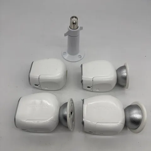 LOT OF 4 Netgear Arlo VMC3030 Wireless In/Outdoor Security Cameras W/ 3 Mounts