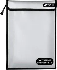 Fireproof Document Bag – Waterproof Fireproof Money Bag for Cash with Zipper, Fi