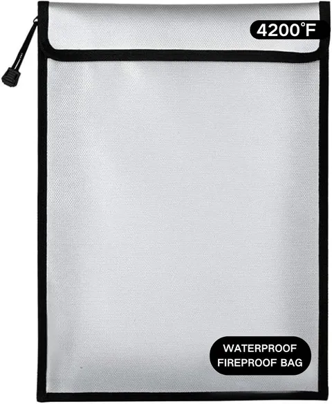 Fireproof Document Bag – Waterproof Fireproof Money Bag for Cash with Zipper, Fi