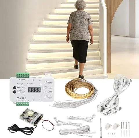 Motion Sensor LED Stair Lights - 3000K Wired Strip for Safe Stairway Illuminatio