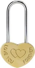 Love Lock Single Heart Gold Padlock:3.5" 50mm Engraved Love-You-Forever Wish