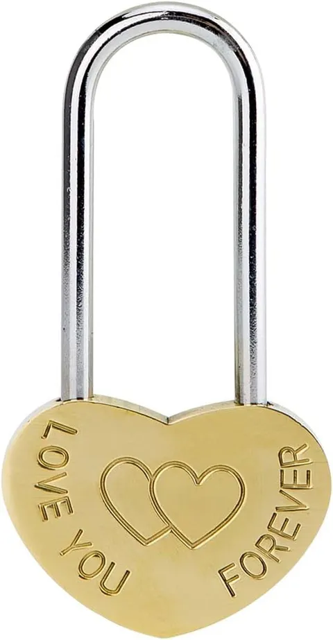Love Lock Single Heart Gold Padlock:3.5" 50mm Engraved Love-You-Forever Wish
