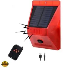 Solar Outdoor Motion Sensor Alarm-129db Loud Siren Lamp Noise Maker, 4 Workin...