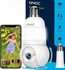 GNCC 2K Light Bulb Security Camera 2.4G WiFi Outdoor 1-Pack