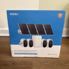 AOSU 2K Solar Security Cameras Wireless Outdoor, 4 Solar Camera for Home