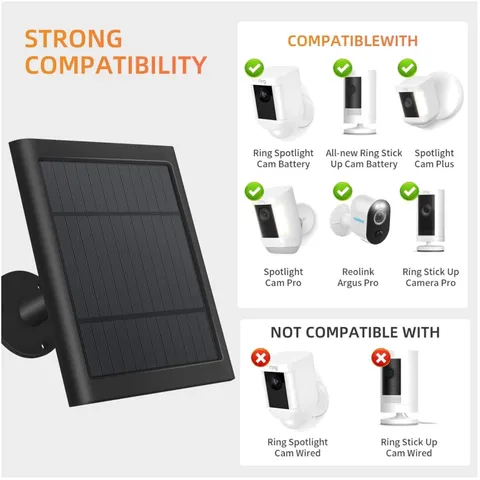 Continuous Fast Charging Solar Panel for Ring Cam, 2 Pack