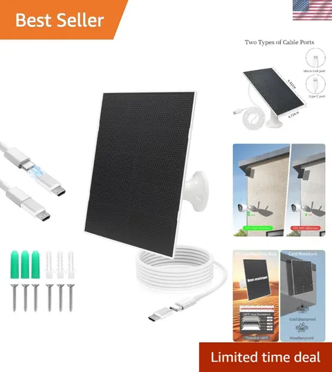 Durable 4W Solar Panel Charger for Outdoor Cameras - Type C and Micro Options