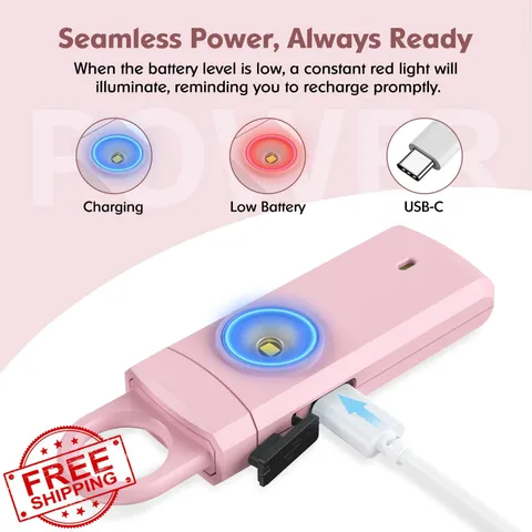 ANKOSHUN Personal Alarm Keychain USB Rechargeable Safety Siren Black