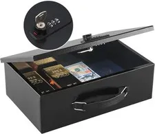 Fireproof Lock Box for Documents, Dual Combination and Key Lock Security Durable