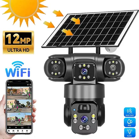 Wireless Solar Battery Powered WiFi Home Security Camera System Outdoor Pan/Tilt