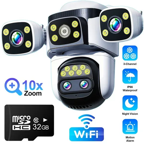 4 Lens 5MP Home Security Camera System 32GB Outdoor WiFi Night Vision PTZ