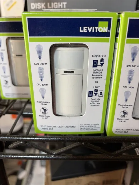Leviton DOS05-1LZ LED/CFL Motion Sensor Wall Mount White Ivory Almond