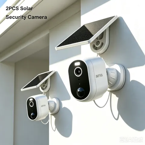 2PCS INFIYA Solar Camera Wireless Outdoor 2K WiFi Motion Detection PIR Alert
