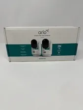 Arlo Essential Indoor Pan Tilt Security Camera 2K 2025 Plug-In 2 Cam Set White